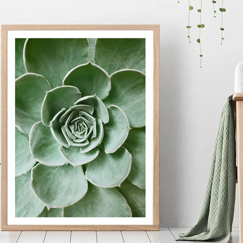 Green monstera leaf botanical canvas art print