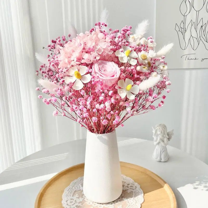 Natural Dried Flower Bouquet with Eternal Rose
