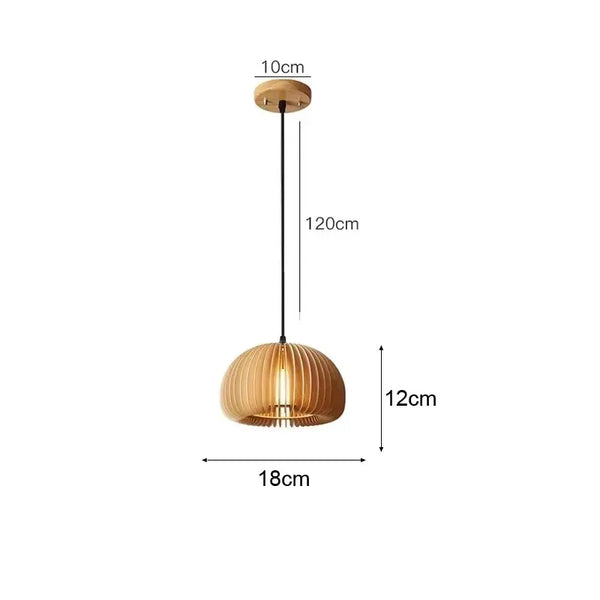 Bamboo lamp glowing beside a bed