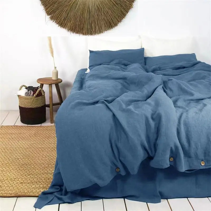 Close-up of duvet cover buttons