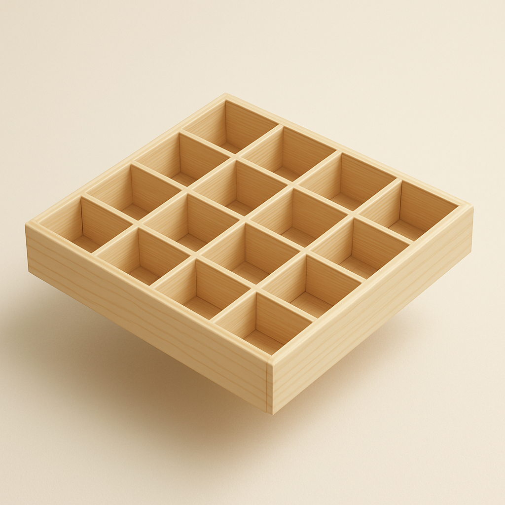 Twenty equal slots, ready to fill