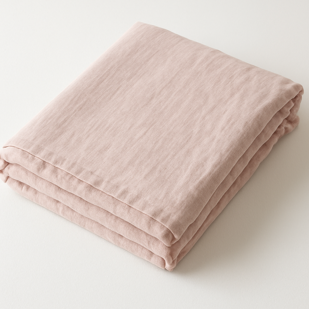 Folded linen duvet cover