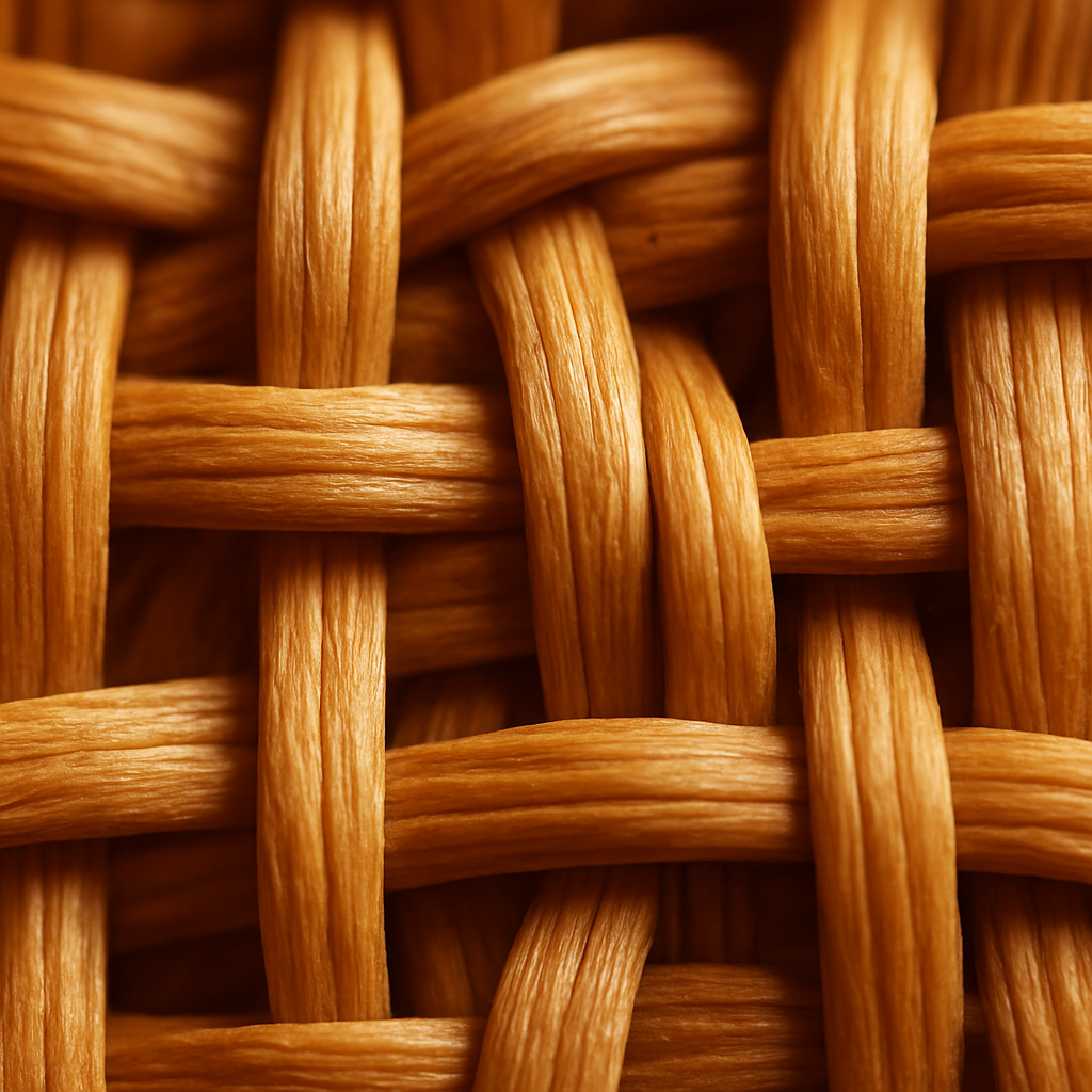 Macro close-up of the woven rattan texture