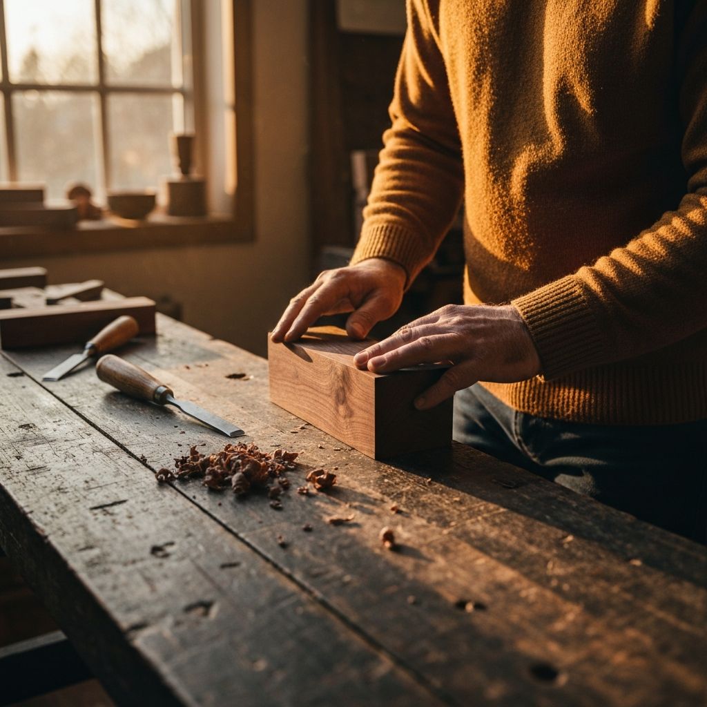 Craftsman shaping walnut