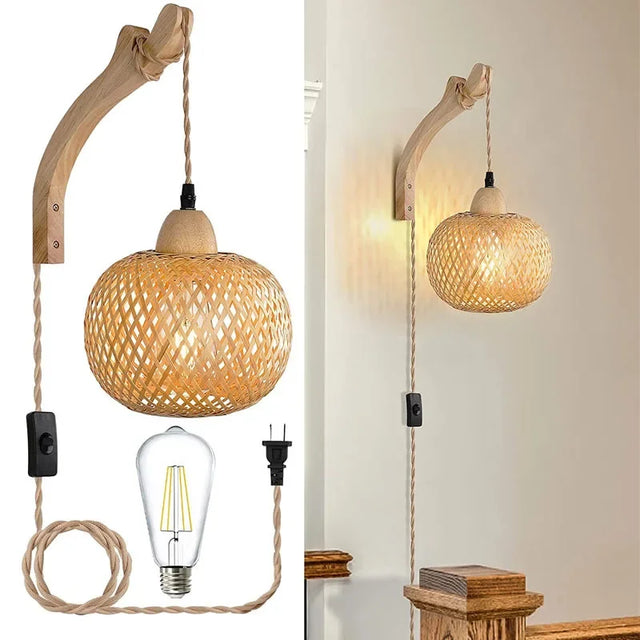 Lamp casting a warm glow on a dining room wall