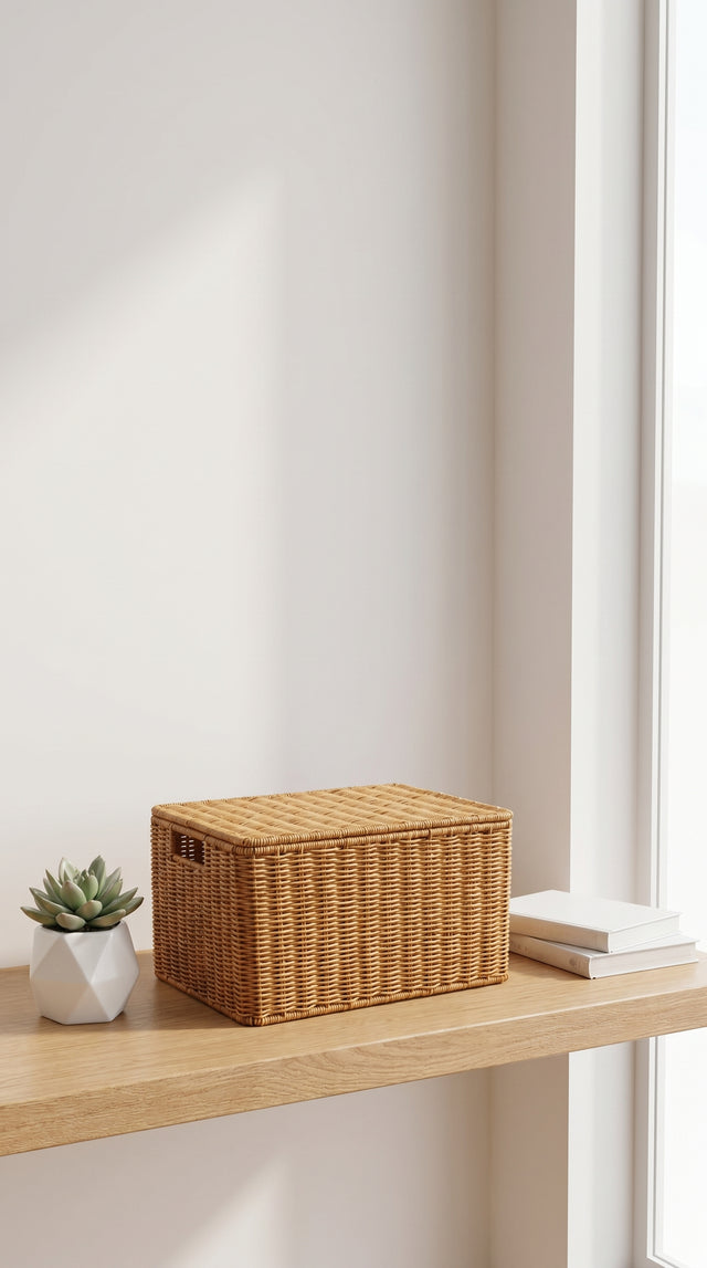 Basket with the lid leaning beside it