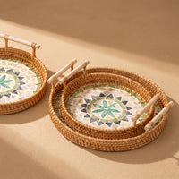 Boho Handwoven Rattan Serving Tray