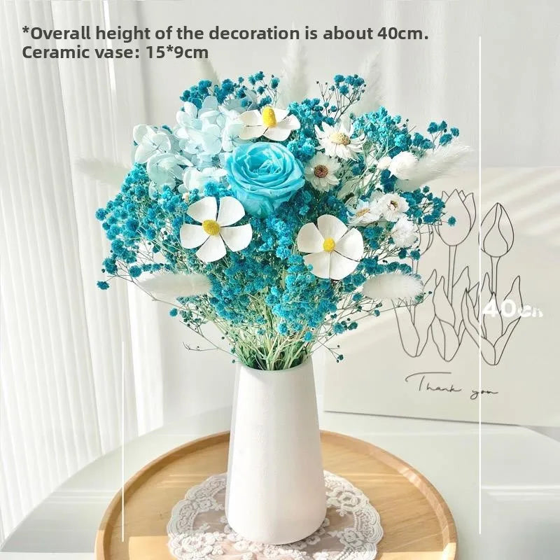 Natural Dried Flower Bouquet with Eternal Rose