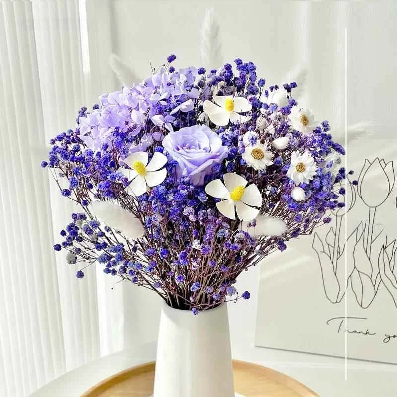Natural Dried Flower Bouquet with Eternal Rose