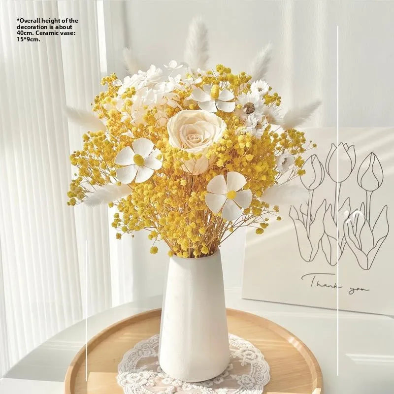 Natural Dried Flower Bouquet with Eternal Rose