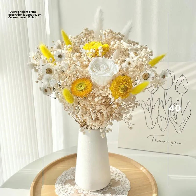 Natural Dried Flower Bouquet with Eternal Rose