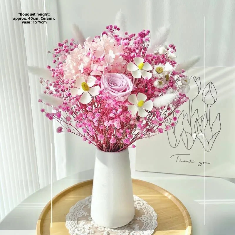 Natural Dried Flower Bouquet with Eternal Rose