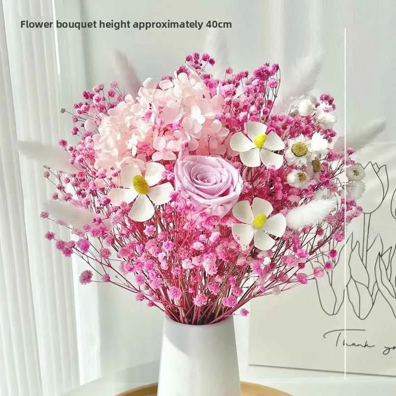 Natural Dried Flower Bouquet with Eternal Rose