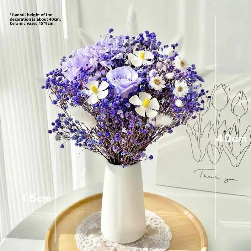 Natural Dried Flower Bouquet with Eternal Rose