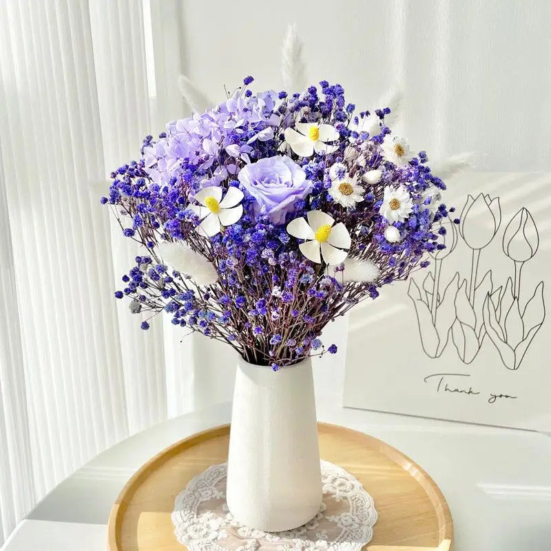 Natural Dried Flower Bouquet with Eternal Rose