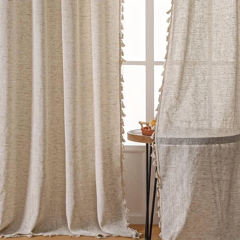 84-Inch Natural Linen Curtain