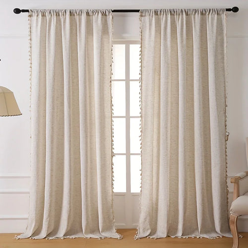 84-Inch Natural Linen Curtain