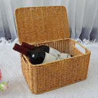 Rustic Woven Basket with Lid