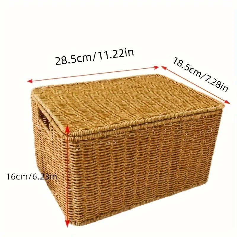Rustic Woven Basket with Lid