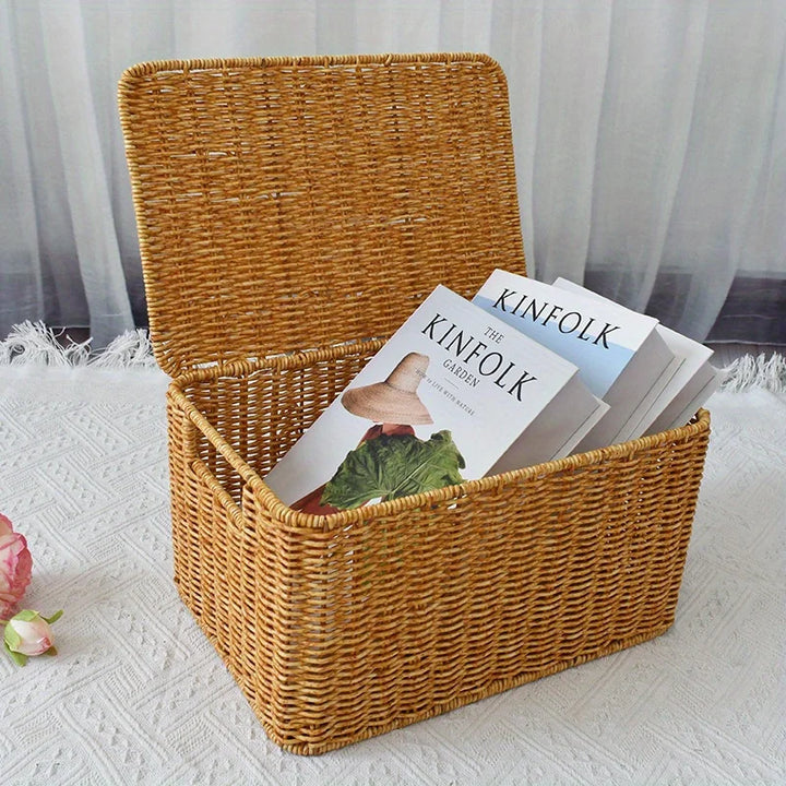 Basket on a bathroom shelf