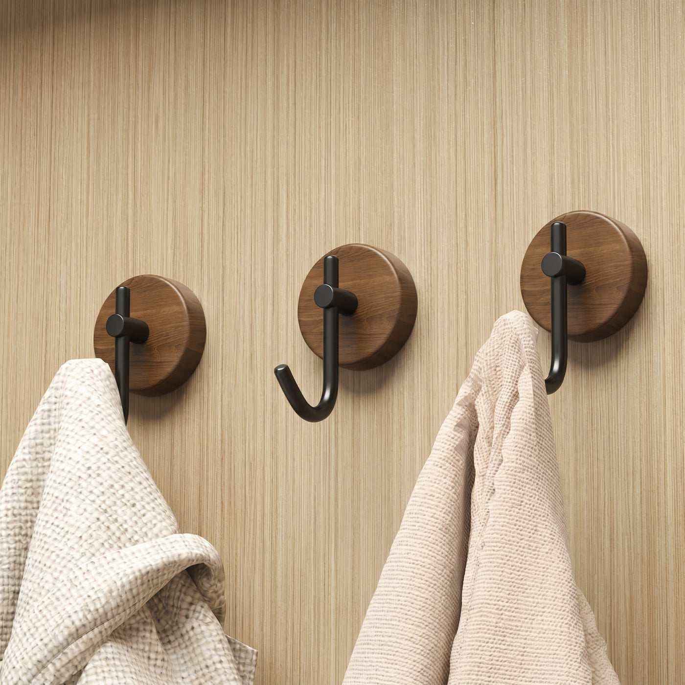 Secure hold for towels and robes.