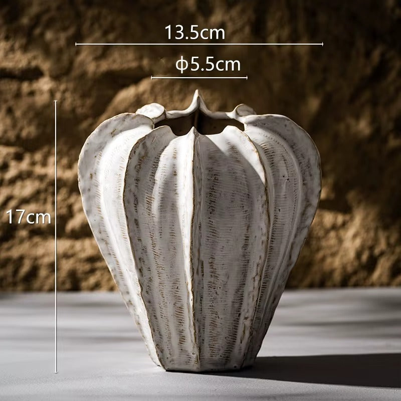 Multi Sided Bud Ceramic Vase for Dried Flower