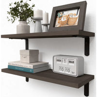 Set of 2 Natural Wood Floating Shelves