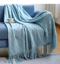 Luxury Soft Knit Throw with Fringes