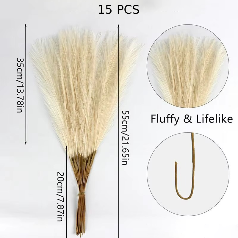 15 PCS Artificial Pampas Grass Decor