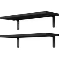 Set of 2 Natural Wood Floating Shelves