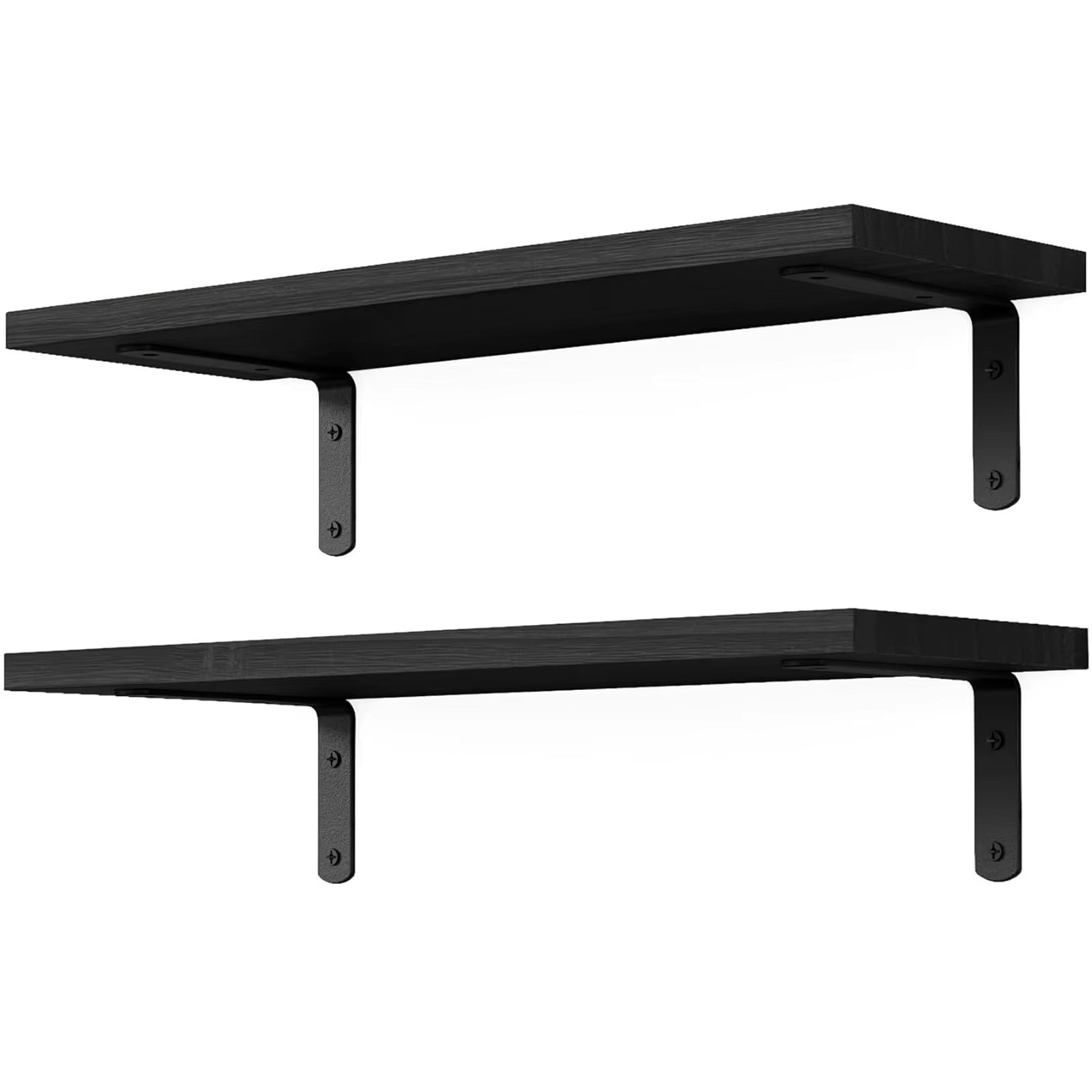 Set of 2 Natural Wood Floating Shelves