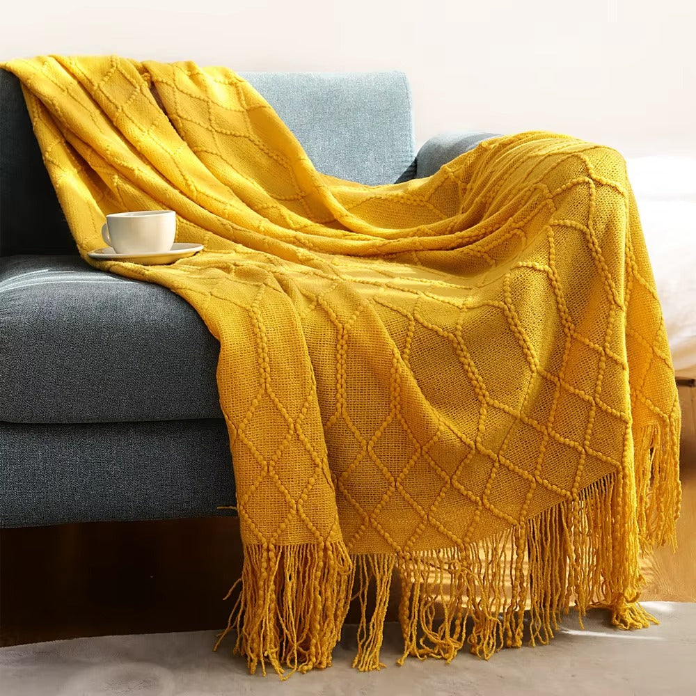 Luxury Soft Knit Throw with Fringes