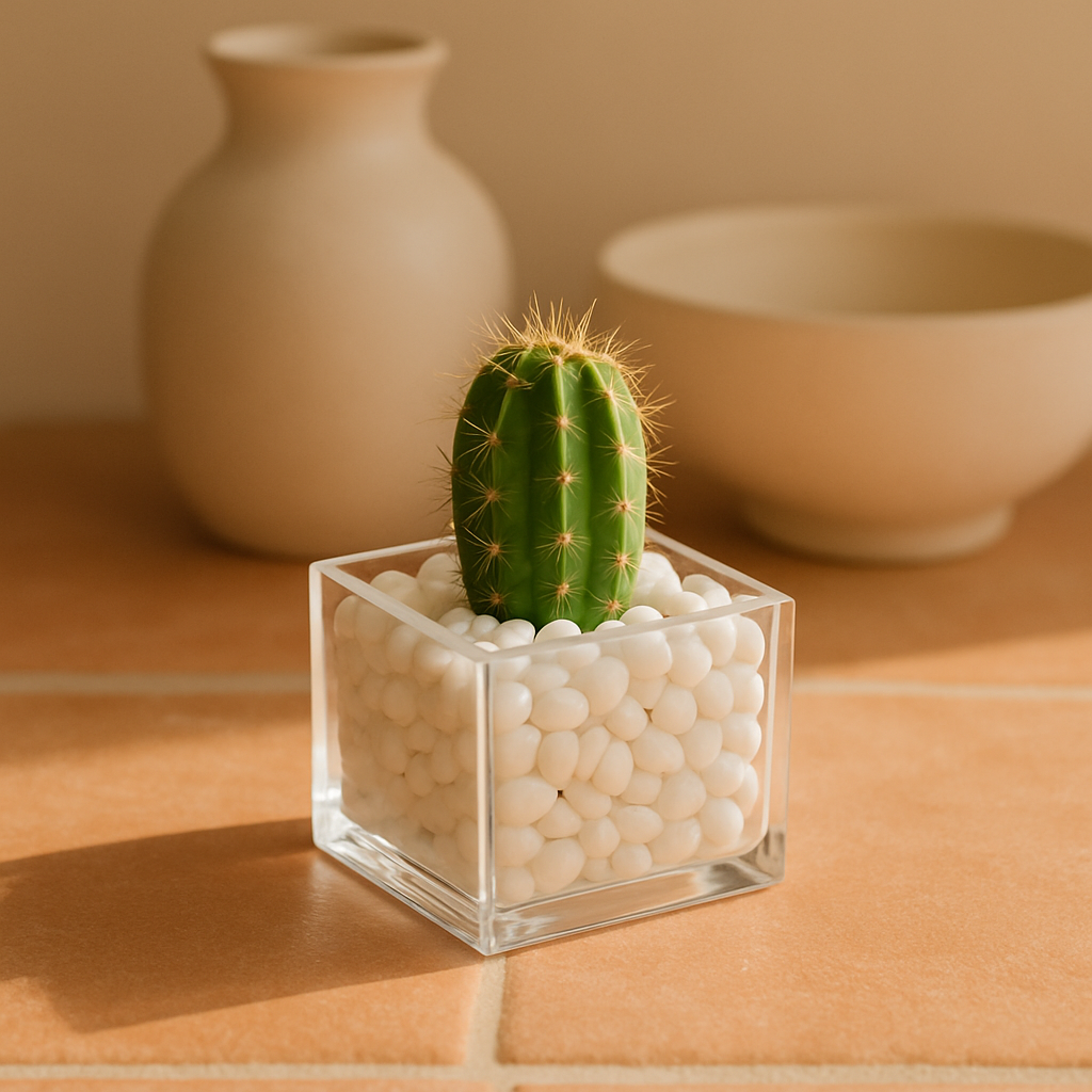Cactus in clear acrylic pot
