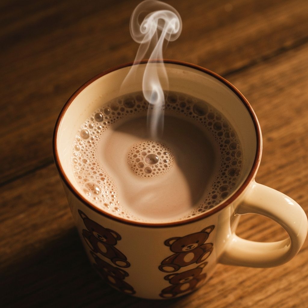 Steaming hot chocolate in the bear mug